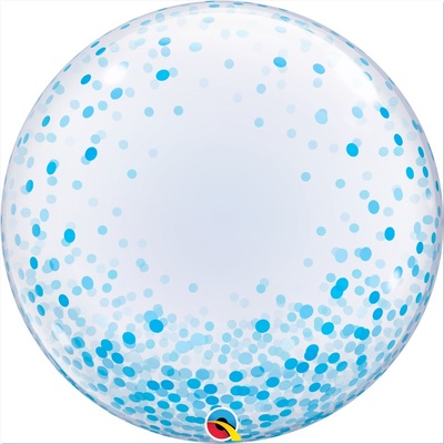 Blue Confetti Dots Deco Bubble Balloon 24in (Pk 1)