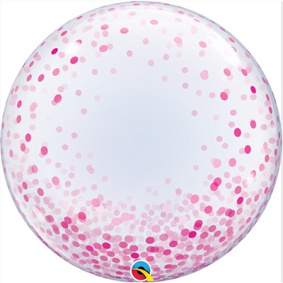 Pink Confetti Dots Deco Bubble Balloon 24in (Pk 1)