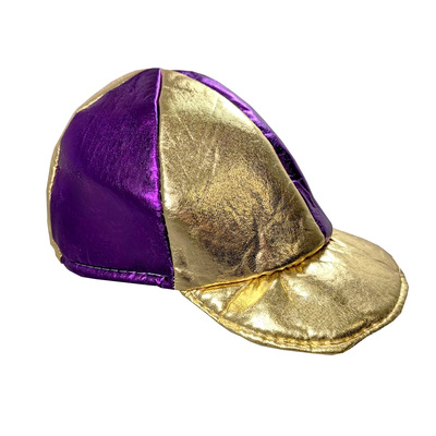 Gold & Purple Fabric Jockey Cap Hat