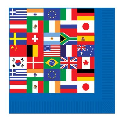 International Flag Lunch Napkins (33cmx33cm) Pk 16
