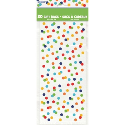 Rainbow Dots Cello Gift Bags (29cm x 13cm) Pk 20