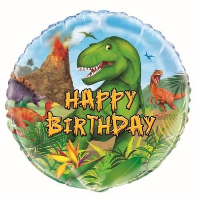 Happy Birthday Dinosaur 18in. Foil Balloon Pk 1
