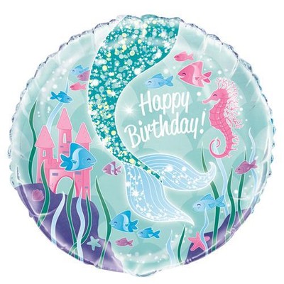 Happy Birthday Mermaid 18in. Foil Balloon Pk 1