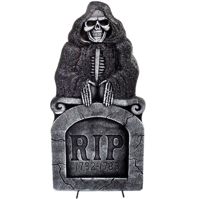 Halloween Tombstone with Light Up Skull Decoration 91cm
