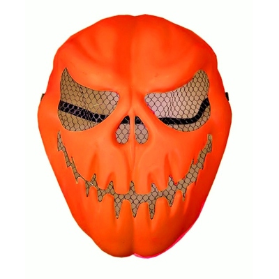 Orange Plastic Evil Pumpkin Halloween Face Mask