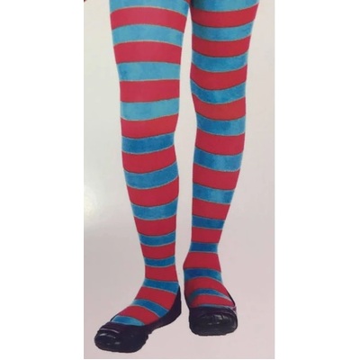 Child Red & Blue Stripe Opaque Over The Knee Tights / Socks (1 Pair)