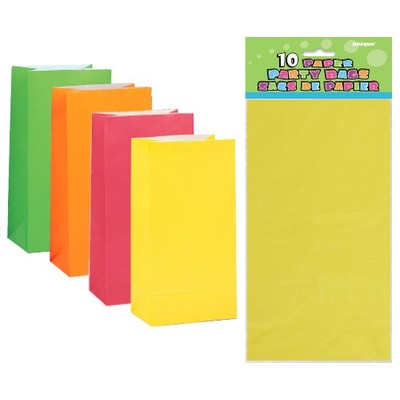 Assorted Neon Colour Paper Party Bags (25cm x 13cm) Pk 10