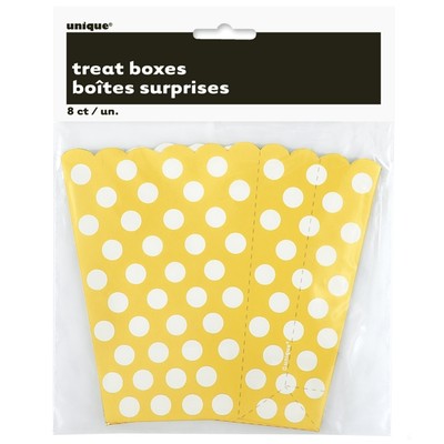 Yellow & White Polka Dot Treat Boxes Pk 8