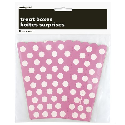 Hot Pink & White Polka Dot Treat Boxes Pk 8 