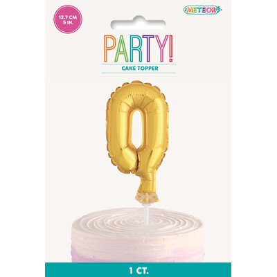 Gold Foil Inflatable Number 0 Balloon Cake Topper (12cm) Pk 1
