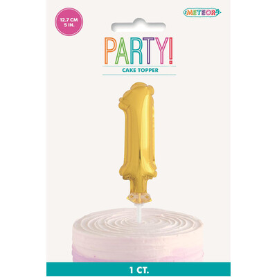 Gold Foil Inflatable Number 1 Balloon Cake Topper (12cm) Pk 1
