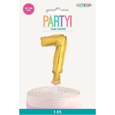 Gold Foil Inflatable Number 7 Balloon Cake Topper (12cm) Pk 1