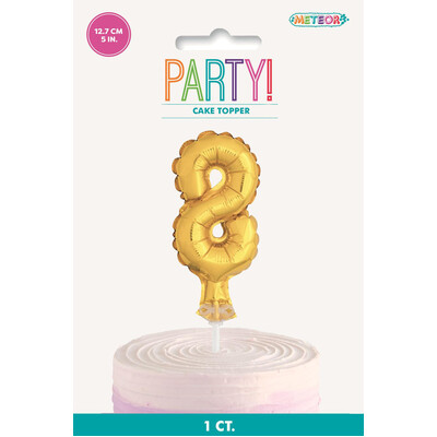Gold Foil Inflatable Number 8 Balloon Cake Topper (12cm) Pk 1