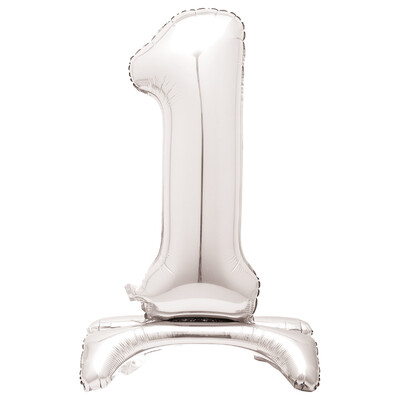 Silver Number 1 Standing Foil Balloon 76cm (Air Fill Only)