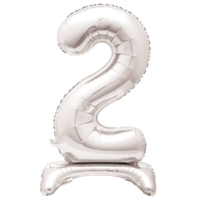 Silver Number 2 Standing Foil Balloon 76cm (Air Fill Only)