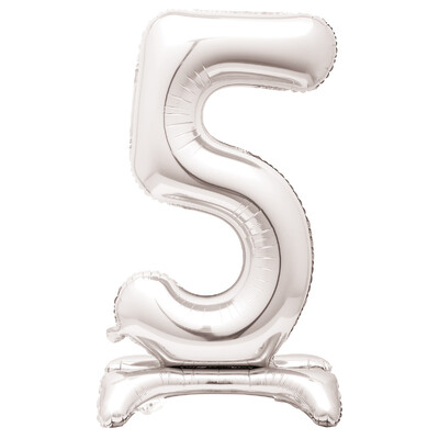 Silver Number 5 Standing Foil Balloon 76cm (Air Fill Only)