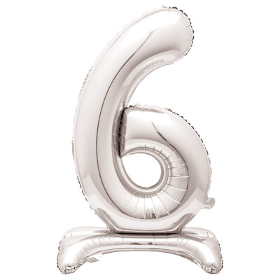 Silver Number 6 Standing Foil Balloon 76cm (Air Fill Only)