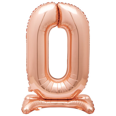 Rose Gold Number 0 Standing Foil Balloon 76cm (Air Fill Only)