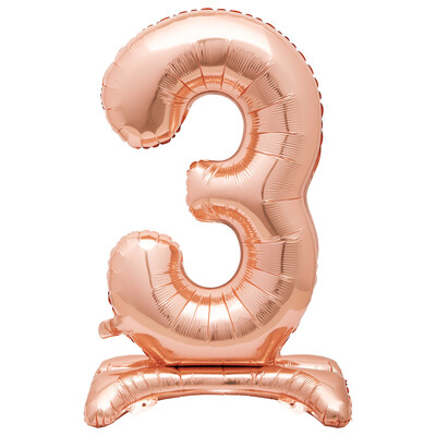 Rose Gold Number 3 Standing Foil Balloon 76cm (Air Fill Only)