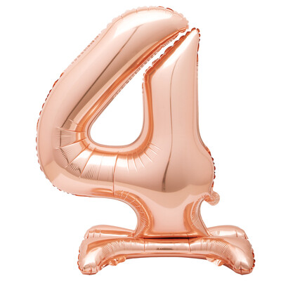 Rose Gold Number 4 Standing Foil Balloon 76cm (Air Fill Only)