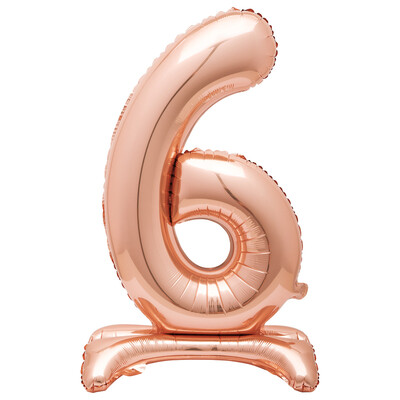 Rose Gold Number 6 Standing Foil Balloon 76cm (Air Fill Only)
