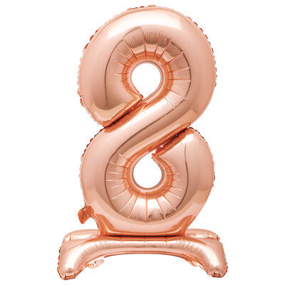 Rose Gold Number 8 Standing Foil Balloon 76cm (Air Fill Only)