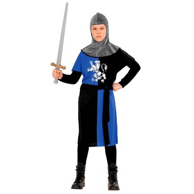 Child Medieval Warrior Knight Costume 8-10 Years Blue Black