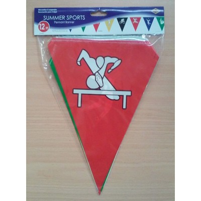 Assorted Colour Summer Sports Pennant Banner (3.66m) Pk 1