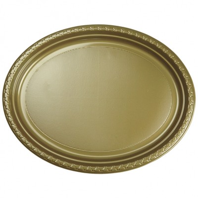 Large Gold Oval Plastic Plates Pk 20 