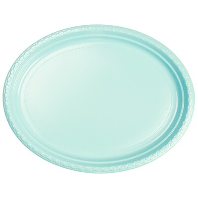 Pastel Blue Large Oval Plastic Plates Pk 20