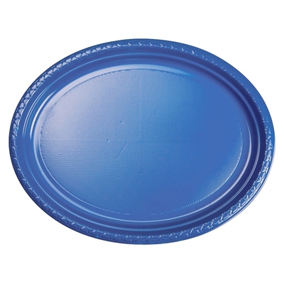 True Blue Large Oval Plastic Plates Pk 20