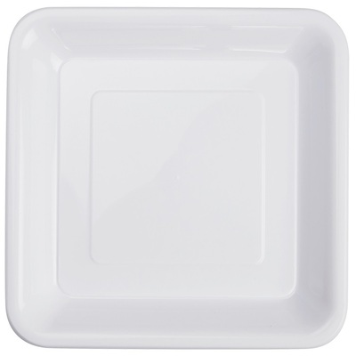 White Square Reusable Plastic 7in Snack Plates (Pk 20)