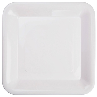 White Square Reusable Plastic 10in Banquet Plates (Pk 20)