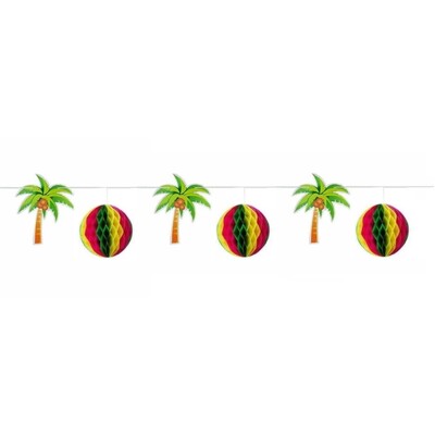 Palm Tree & Honeycomb Ball Tropical Bunting Garland 3m