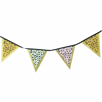 Pastel Leopard Print Paper Flag Bunting Banner 3m
