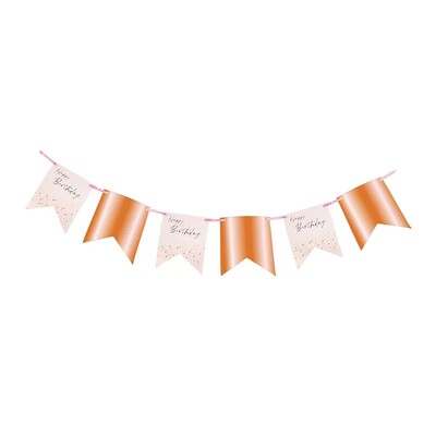 Rose Gold & Pink Happy Birthday Bunting Flag Banner 4m