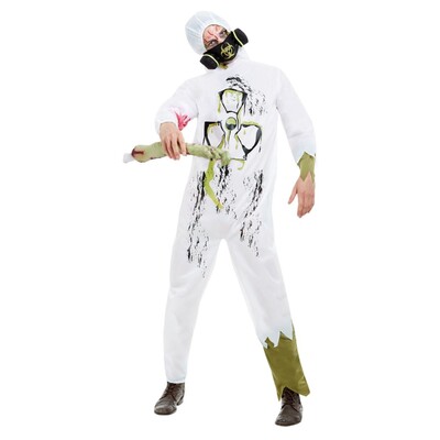 Adult Halloween Male Biohazard Suit Costume with Mask (Large, 42-44)