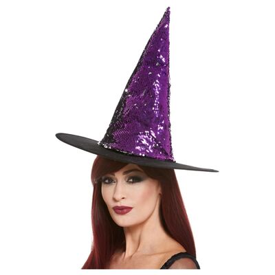 Black Witch Hat with Reversible Sequins Pk 1