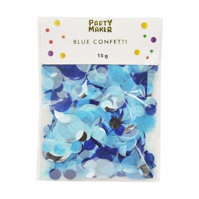 Metallic Silver & Blue Confetti Table Scatters 15g | Mixed Size Confetti for Tables & Balloons