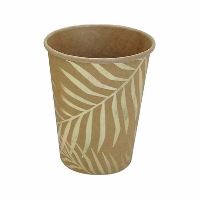 Kraft Brown Gold Foil Palm Leaf Paper Cups Pk 8 266ml