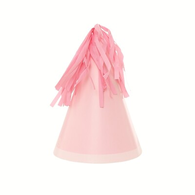 Pastel Classic Pink Paper Party Hats with Tassel Pk 10