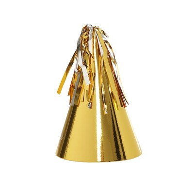 Metallic Gold Paper Party Hats with Tassel Pk 10