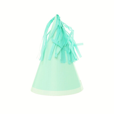 Pastel Mint Green Paper Party Hats with Tassel Pk 10