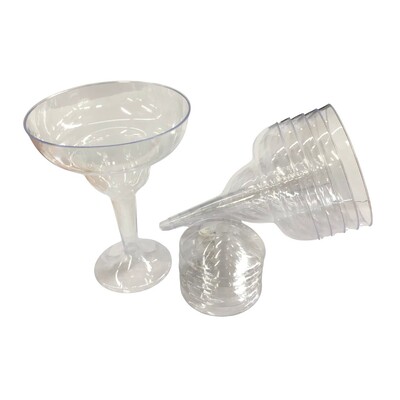 Reusable Clear Plastic Margarita Glasses 230ml Pk 6