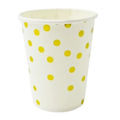 Gold Dot Paper Party Cups 200ml Pack of 12 | Disposable Party Cups