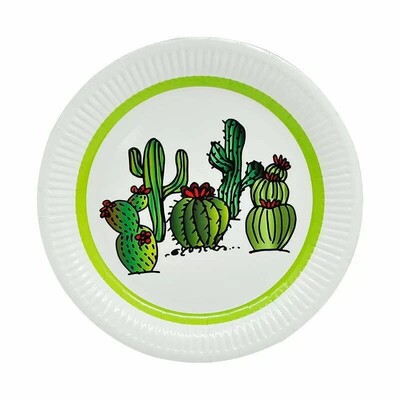 Cactus Round Paper Plates 23cm Pk 6 Mexican Fiesta