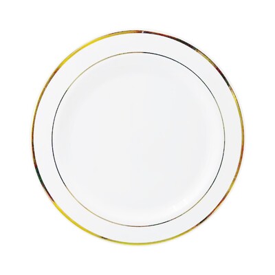 Reusable Gold Double Trim Plates 26cm Pack of 6 | Premium Party Dinner Plates