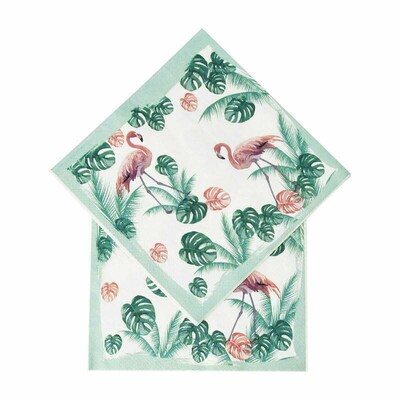 Flamingo & Palms Paper Lunch Napkins 33cm Pk 16