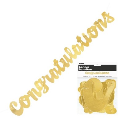 Metallic Gold Congratulations Banner (1m) Pk 1