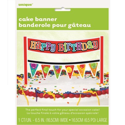 Birthday Confetti & Balloons Cake Banner Decoration (16.5cm) Pk 1